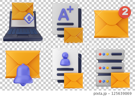 3d mail email message chat envelope icon set bundle 3d mail email message chat envelope icon set bundle 125639869