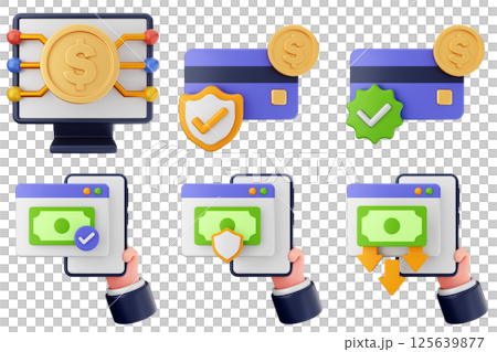 3d payment money icon set bundle 125639877
