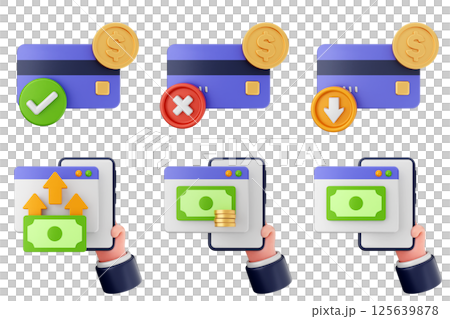 3d payment money icon set bundle 125639878