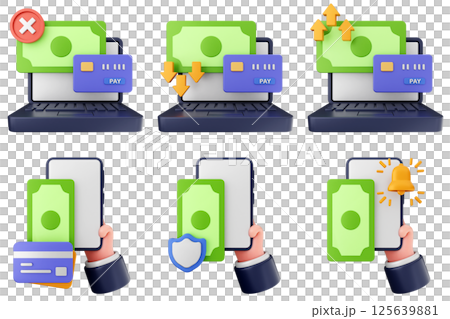 3d payment money icon set bundle 125639881