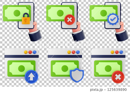 3d payment money icon set bundle 125639890