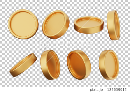3d coins gold icon illustration 125639915