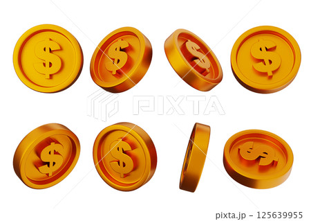 3d coins gold icon illustration 125639955