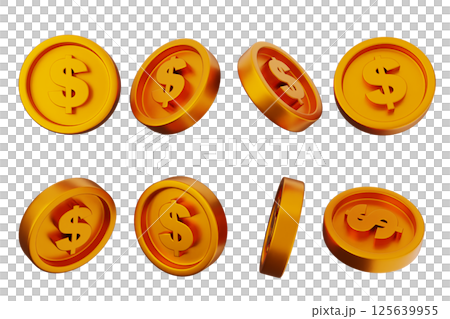 3d coins gold icon illustration 125639955