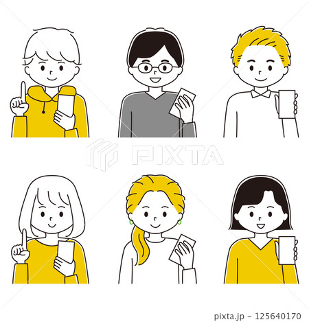 スマートフォンを使う男女のイラストセット 125640170