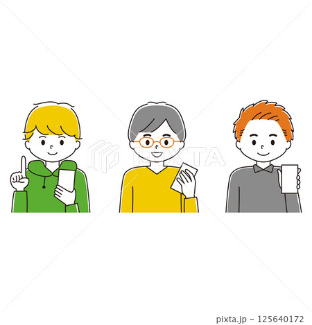 スマートフォンを使う男性のイラストセット 125640172