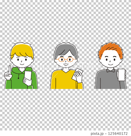 スマートフォンを使う男性のイラストセット 125640172