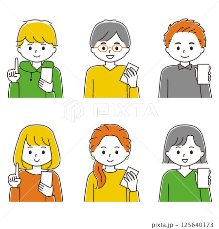 スマートフォンを使う男女のイラストセット 125640173