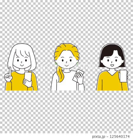一名婦女使用智慧型手機的插圖集 125640174