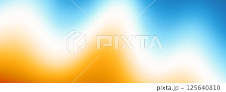 Calm beach gradient background. Abstract ocean sand coast concept. Smooth wavy seaside backdrop. Blurred pastel light blue and orange wave wallpaper. Soft summer sea shore gradient banner. Vector 125640810