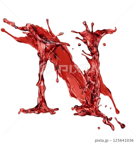 Red alphabet N isolated on a transparent background. 125641036