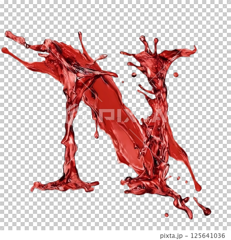 Red alphabet N isolated on a transparent background. 125641036