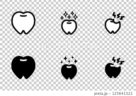 簡單的牙齒圖標集 簡單的牙齒圖標集 125641322