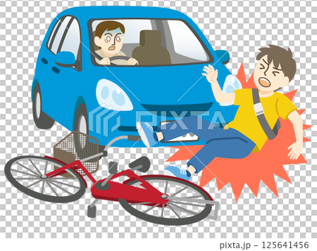 未戴安全帽的汽車和自行車事故 交通事故 125641456