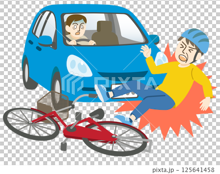 車と高齢者の自転車事故　交通事故 125641458