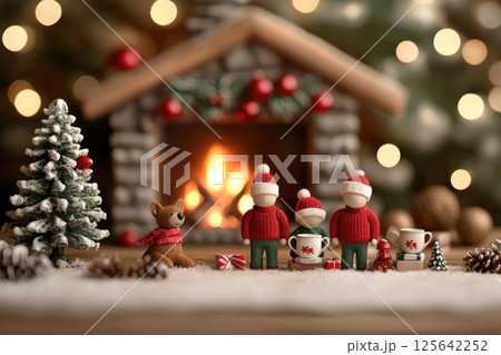 Cozy Family Gathering by the Fireplace 125642252