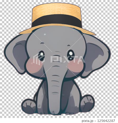 cute elephant playing with a baby 125642287