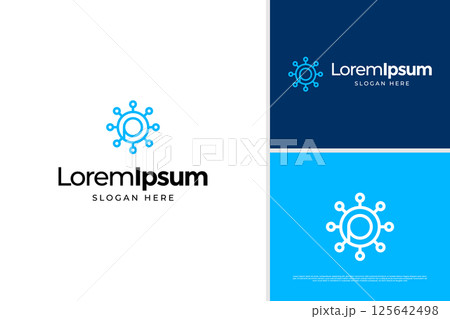 Initial P and Solar technology logo vector design template 125642498