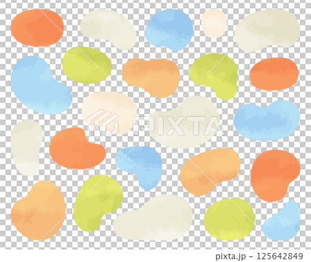 水彩風　フレーム　ころころ　枠　ふにゃふにゃ　セット　バリエーション　あしらい　ベクター　背景 125642849