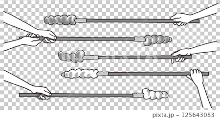 用裸手握住棕色麵包棒的單色插圖集 125643083
