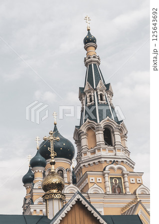 Saint Nicholas church cathedral with blue onion dome Brest Belarus. Saint Nicholas church cathedral with blue onion dome Brest Belarus. 125643692
