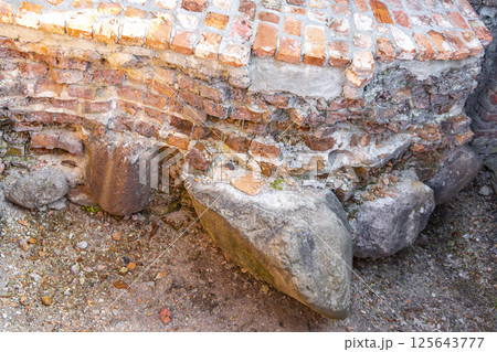 Old Brest Fortress castle building wall gate ruins texture Belarus. 125643777