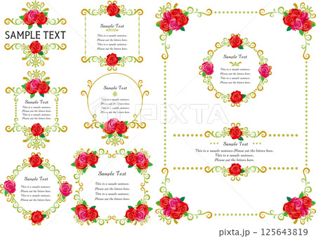 ビンテージカリグラフィ風フレーム素材112<ばらフレーム・飾り罫・飾り枠・花> ビンテージカリグラフィ風フレーム素材112<ばらフレーム・飾り罫・飾り枠・花> 125643819