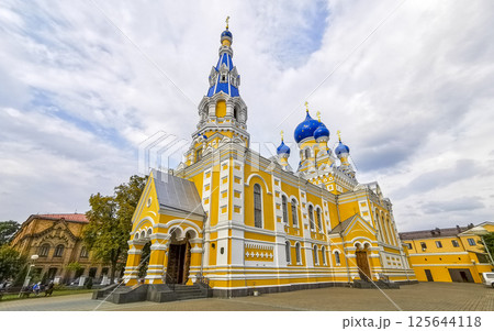 Saint Nicholas church cathedral with blue onion dome Brest Belarus. Saint Nicholas church cathedral with blue onion dome Brest Belarus. 125644118