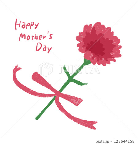 母の日に贈るカーネーションと手描きメッセージのイラスト 125644159