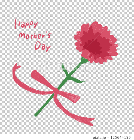 母の日に贈るカーネーションと手描きメッセージのイラスト 125644159