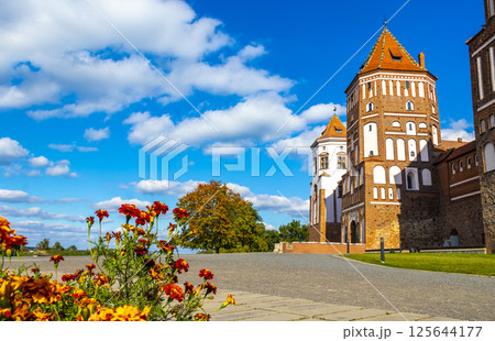 Mir Castle majestic fortification fortress Park monument in Mir Belarus. Mir Castle majestic fortification fortress Park monument in Mir Belarus. 125644177
