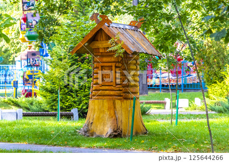 Brest City Park green nature snack bar food stand Belarus. Brest City Park green nature snack bar food stand Belarus. 125644266