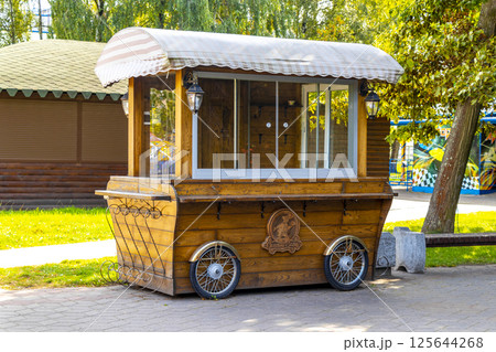 Brest City Park green nature snack bar food stand Belarus. Brest City Park green nature snack bar food stand Belarus. 125644268
