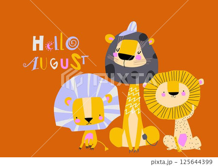 Cute Cartoon Lions 125644399