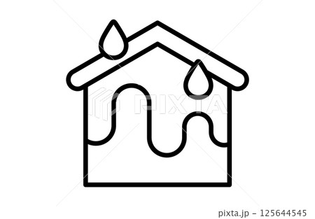 雨漏りする住まいのシンプルアイコンベクターイラスト 雨漏りする住まいのシンプルアイコンベクターイラスト 125644545