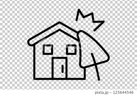 倒木の被害に遭う住まいのシンプルアイコンベクターイラスト 倒木の被害に遭う住まいのシンプルアイコンベクターイラスト 125644546
