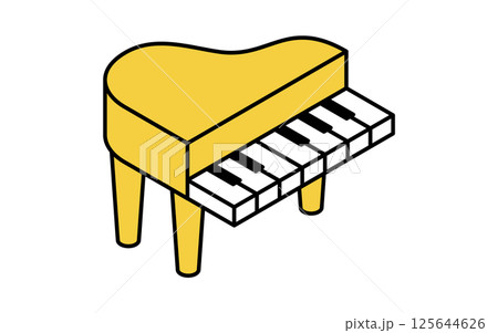 ピアノのシンプルな線画アイコン、アイソメトリックイラスト 125644626