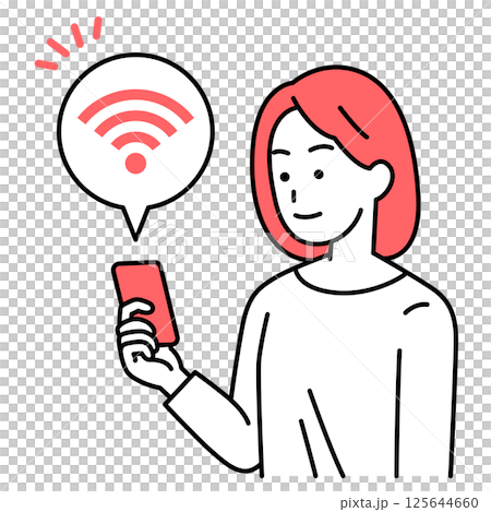 手持已連接 Wi-Fi 的智慧型手機的一般女性 125644660