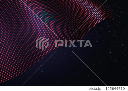 Morocco digital flag made of dots over a starry background 125644710