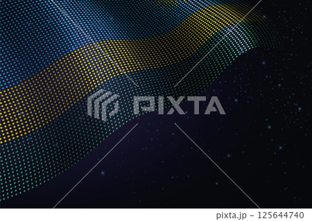 Rwanda digital flag made of dots over a starry background 125644740