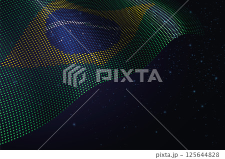Brazil digital flag made of dots over a starry background Brazil digital flag made of dots over a starry background 125644828