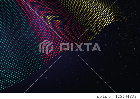 Cameroon digital flag made of dots over a starry background Cameroon digital flag made of dots over a starry background 125644835