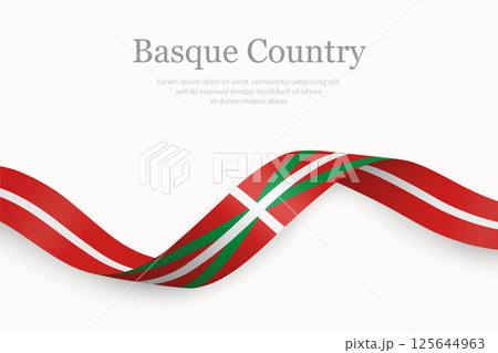 Basque Country flag on Waving ribbon. Autonomous community of Spain Basque Country flag on Waving ribbon. Autonomous community of Spain 125644963