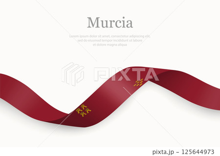 Murcia flag on Waving ribbon. Autonomous community of Spain 125644973