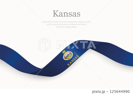 Kansas Flag on Waving Ribbon. State of United States 125644990