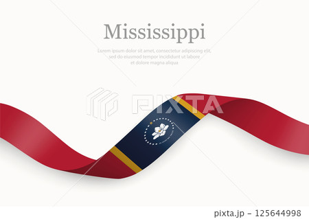 Mississippi Flag on Waving Ribbon. State of United States Mississippi Flag on Waving Ribbon. State of United States 125644998