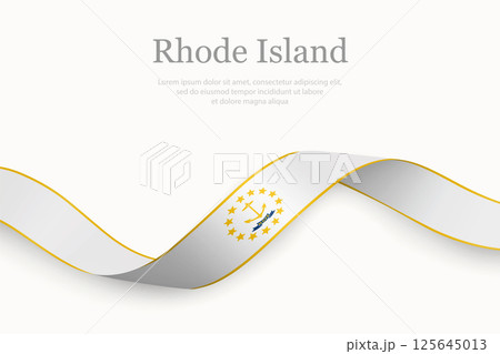 Rhode Island Flag on Waving Ribbon. State of United States Rhode Island Flag on Waving Ribbon. State of United States 125645013