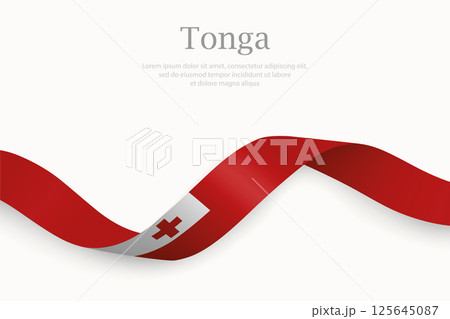 Tonga flag on Waving ribbon Tonga flag on Waving ribbon 125645087