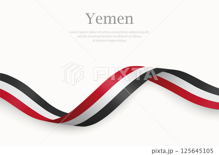 Yemen flag on Waving ribbon Yemen flag on Waving ribbon 125645105
