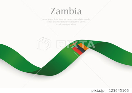 Zambia flag on Waving ribbon 125645106